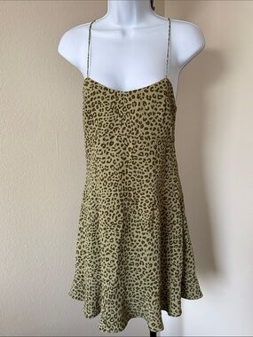 Zara Olive and Dark Brown Leopard Slip Dress